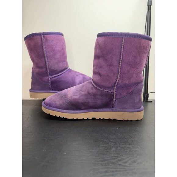 Youth UGG Classic Short II Boots Size 4 Purple Suede 5251 - Picture 7 of 11